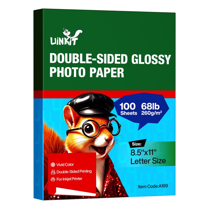Uinkit ورق صور سميك لامع مزدوج الوجه من Uinkit 100 ورقة 8.5x11 وزن ثقيل 68lb 260gsm قابل للطباعة على الجانبين 11.8mil حجم A4 كتيب حزمة كبيرة ورق بطاقة 8.5 x 11 بطاقة بريدية بريدية A189 (100) - Image 1